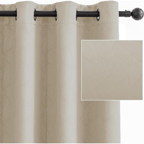 Rideau Occultant Thermiques Anti Froid 140x260cm, Beige Lot De 2 Rideaux Thermique Isolant À Oeillets, Moderne Anti Froid Uv Phonique Bruit, Pour Salon Maison Chambre (1/5)