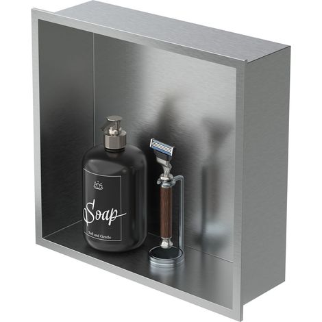 LuxeBath Nicchia a Muro in Acciaio Inossidabile 30x30x10 cm Argento Nicchia per Doccia con Telaio Ripiano Incorporato Nicchia Piastrellabile da Bagno Ripiano per Doccia Supporto di Stoccaggio Scaffale (1/5)