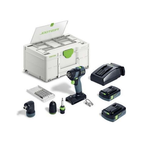 Festool – Perceuse-visseuse sans fil 18V avec 2 batteries 3.0Ah – Moteur EC-TEC sans charbon – Couple 40Nm pour perçage bois/acier – Systainer inclus