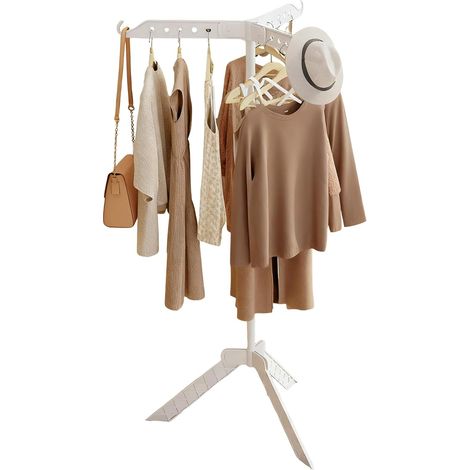 Étendoir à linge pliable avec 3 bras pour cintres, séchoir à linge intérieur et extérieur, rotation à 360 ° (1/5)