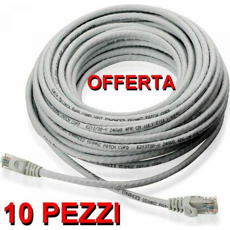 10 PEZZI CAVI LAN PROLUNGA ETERNET DA 5 METRI CAVO COMPUTER INTERNET PC (1/5)