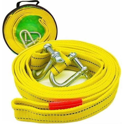 Sangle de remorquage haute résistance avec deux crochets de sécurité en D pour treuil, capacité de 5 tonnes et longueur de 5 m