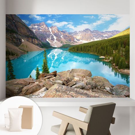 Carta Da Parati Non Tessuto - Decorazione Da Muro - Traspirante - Con Motivo - Per Camera Da Letto Cucina Lago Blu 104x70 cm (1/5)