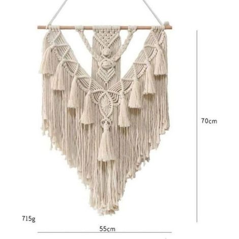 Tenture murale macramé - Tissu main artisanal Style bohème élégant - Décoration murale - 55x70 cm (1/3)