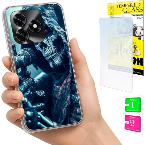 Custodia per Honor X5C Plus / X5C 4G con cover fotografica e vetro temperato 9H.