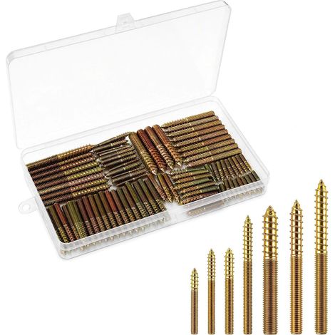 104 Pièces Vis à Bois M4 M5 M6 M8, Vis Double Filetage, 7 Tailles (1/5)