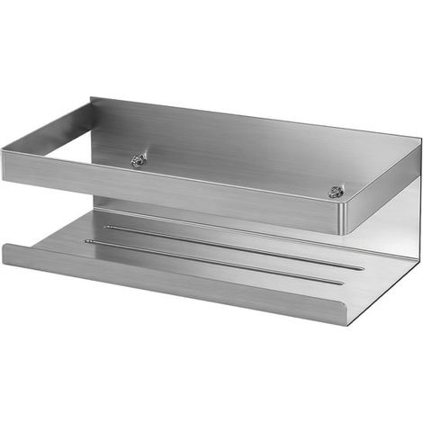 Mensola da doccia Allecto senza foratura, organizer per bagno, acciaio inox, argento, portaoggetti per doccia, soluzione di stoccaggio per bagno e cucina (1/5)