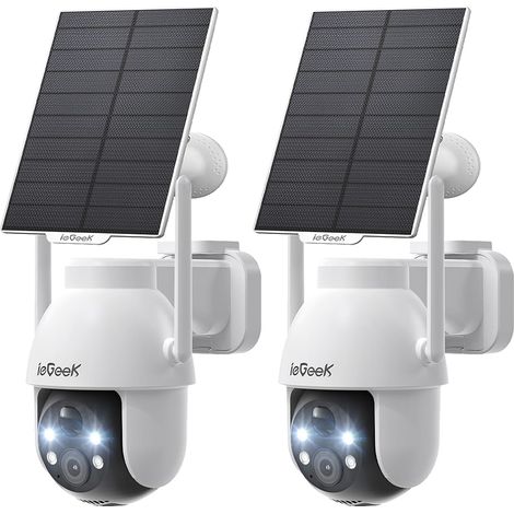 2K Camera Surveillance WiFi Exterieure sans Fil - 360° PTZ Camera Exterieur sans Fil Solaire Vision Nocturne Couleur, Détection Humaine PIR, Audio Bidirectionnel, IP66, C2 (Blanc-2) (1/5)