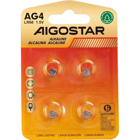 Batteria bottone Aigostar 1,5V LR66 Zinco manganese confezione da 4 pile