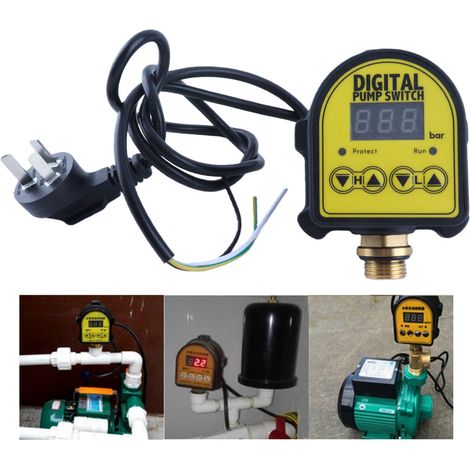 Regulador de presión inteligente con función de encendido/apagado automático para la bomba de agua: microprocesador (MCU), sensor de presión integrado, protección contra funcionamiento en seco, pantal