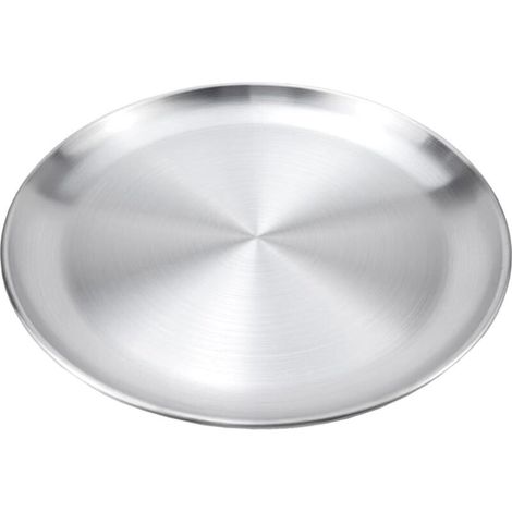 Rundes, silberfarbenes Edelstahltablett, 14 cm, Serviertablett aus Metall (1/4)