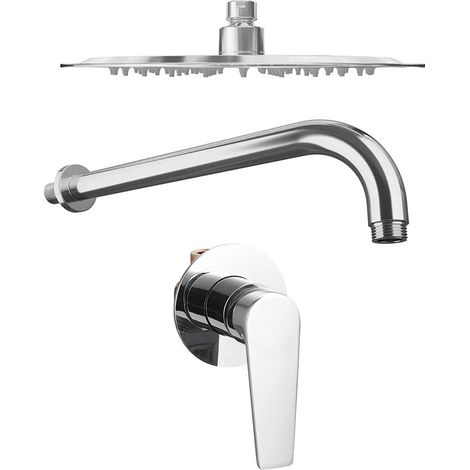 Set doccia cromato Miscelatore incasso Audrey con braccio e soffione slim 20 cm (1/4)