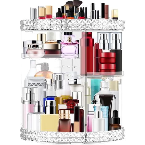 Organizador giratorio de 360° con 7 niveles, expositor multifuncional para cosméticos, perfumes y productos para el cuidado de la piel, diseño elegante.