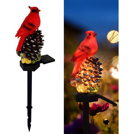Décoration Cardinal Cadeaux Cardinal, Décoration solaire Cardinal pour jardin Figurine d'oiseau rouge étanche Lampes solaires à piquet pour l'extérieur Jardin Patio Pelouse Porche Cimetière Tombe (Str