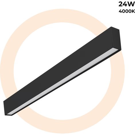 Barcelona Led – Luminaire linéaire LED 24W – Éclairage blanc neutre 4000K – Installation suspendue ou de surface – Indice de rendu des couleurs CRI >90