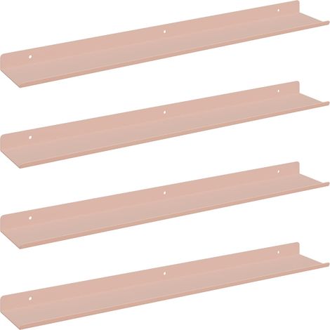 Estante flotante 4 pcs Rosa 60 x 8,5 x 2,5 cm Acero vidaXL