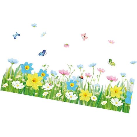 Sticker mural floral artistique pour fenêtre, chambre ou salle de jeux (1/5)
