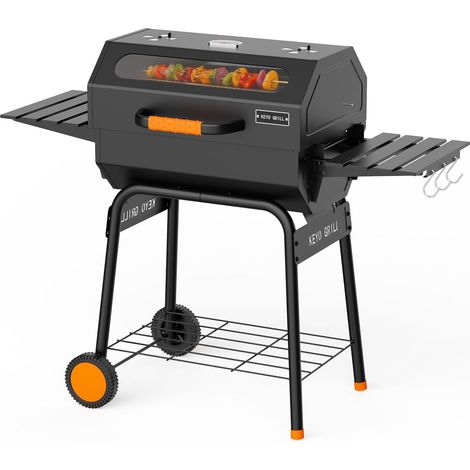 23 Pouces Barbecue Charbon de Bois avec Couvercle de Four à Fenêtre Grand Barbecue d'Extérieur avec Grille Chromée Renforcée, Fumoir de Camping Pentagonal pour Jardin, Abri, Terrasse- 469 Sq In (1/5)