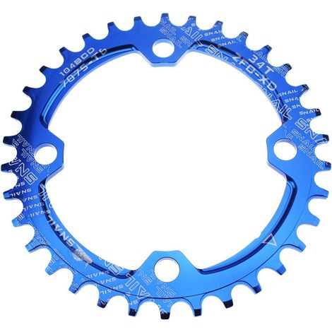 Plateau étroit-large 104 dents, entraxe 104, 34 dents, mono-plateau pour vélo de route, VTT et BMX (9, 10 et 11 pouces). (1/4)