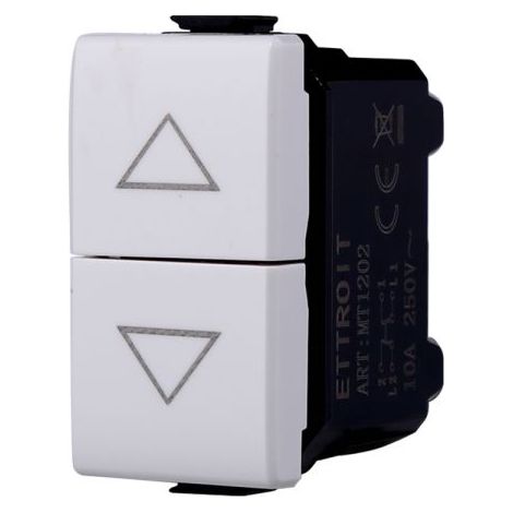 Ettroit serie Solar Interruttore Interblocco Doppio Saliscendi Tapparella 1p + 1p 16A Compatibile Bticino Matix - MT1204