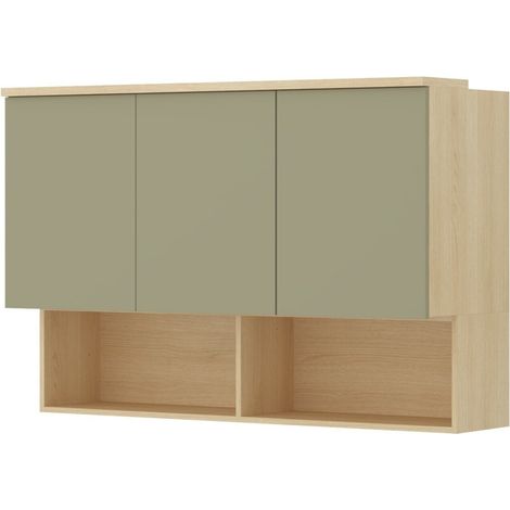 Armario de pared Nolcala 104, Roble + Eucalipto, 85x126cm, Número de puertas: 043cm, Aglomerado laminado