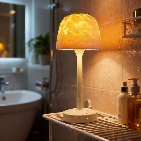 Kabellose Tischleuchte für den Innen- und Außenbereich, wasserdichte Duschleuchte, Touch-Nachttischlampe, Stimmungsleuchte mit 16 wechselnden Farben, wiederaufladbare Projektorleuchte [Energieklasse G (1/5)