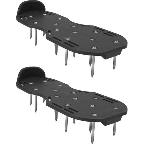 Chaussures à crampons pour jardin et pelouse, chaussures de jardinage gonflables noires (4 sangles métalliques) pour aération du sol (1/5)