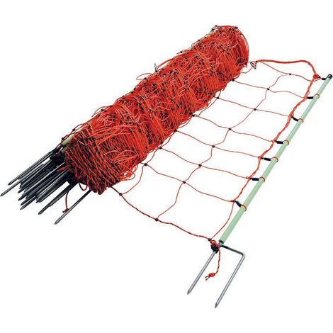 EuroNetz Gallagher rete per ovini arancio 2 punte altezza 90 cm lunga 50 m inclusi 14 picchetti