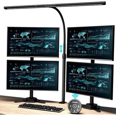 Lampe de Bureau LED, Lampe à écran de soins oculaires, Gradation et températures de couleur réglables, Avec tige télescopique et fonction mémoire (1/5)