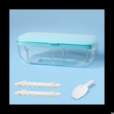 2 bacs à glaçons 1 x boîte à glace 1 x pelle à glace,PP+PET,Bleu (1/5)