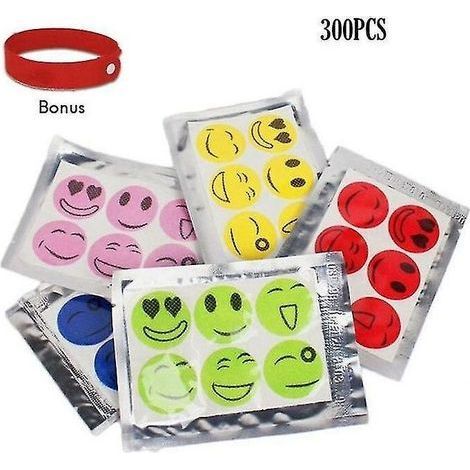 300pcs Smiley Mosquito Repellent Insect Repellent Stickers (1/4)