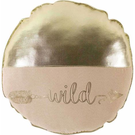 Coussin Déco Rond "Wild" 40cm Beige