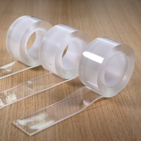 Pack de 3 rubans nanoadhésifs, double face transparent et imperméable, sans traces ni marquage, adhésif invisible souple et magique (épaisseur 1...) (1/5)