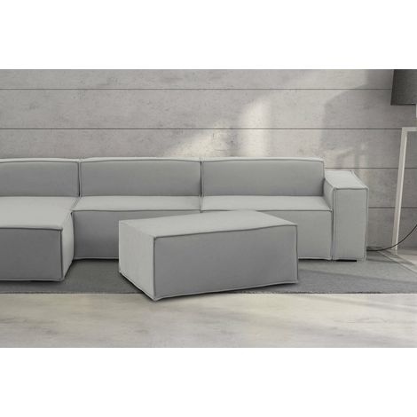 Talamo Italia Pouf Antonella, Pouf de salon, 100% Made in Italy, Fauteuil relax en tissu rembourré, Cm 100x70h43, Gris, avec emballage renforcé (1/5)