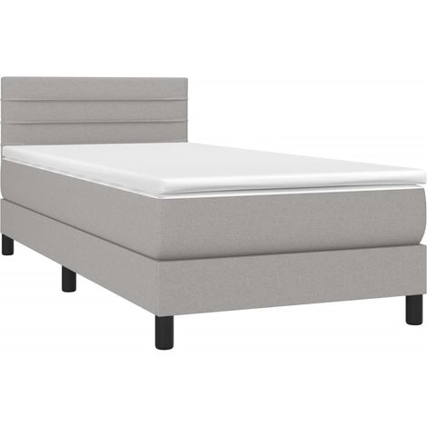 Struttura letto LED con testiera boxspring materasso 90x190 cm tessuto grigio chiaro TDL0209469