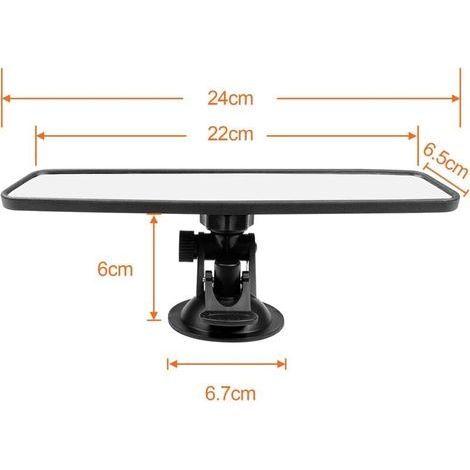 Innenspiegel für Pkw, SUV und Lkw, 24 x 6,5 cm, Weitwinkel-Einparkhilfe, verstellbar, mit Saugnäpfen, universeller 360° drehbarer Innenspiegel (1/4)