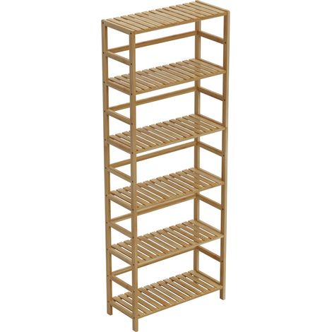 Bibliothèque, design à 6 niveaux, étagères réglables, Bois (1/2)