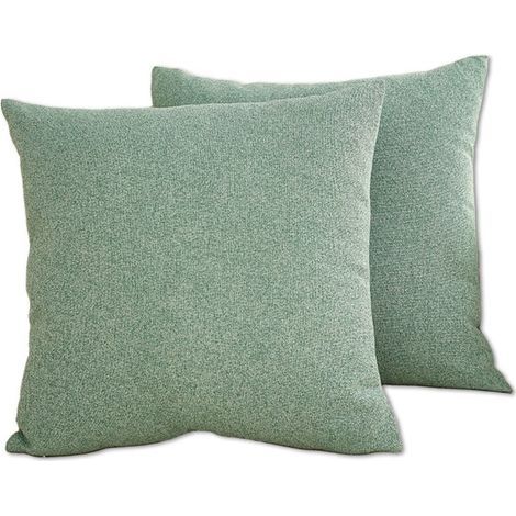 Set mit 2 Kissenbezügen 45 x 45 cm aus Polyester und Baumwoll-Leinen-Mischgewebe, dekorative Kissenbezüge für Auto, Sofa und Zuhause (grün) (1/4)
