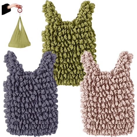 3 pièces Sacs d'épicerie réutilisables Sacs fourre-Tout Pliables en Polyester de capacité avec poignées pour Le Shopping, Les Voyages, l'extérieur, Le Camping, Le marché et Une utilisatio (1/5)