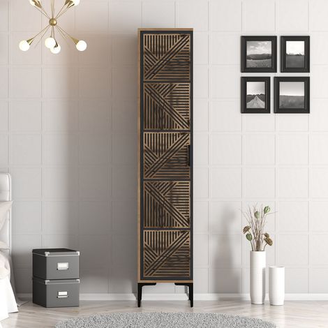 Kleiderschrank Kumual P Walnuss Anthrazit Melamin 40x47,5x201,4
