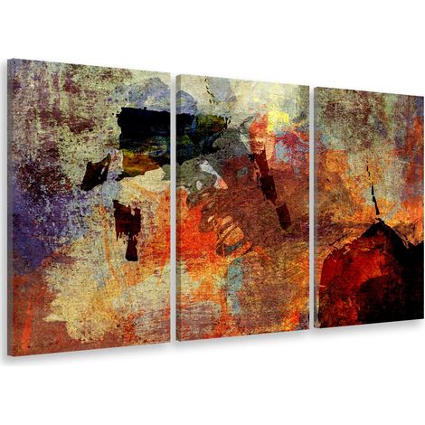 Tableau triptyque abstrait tempête solaire - 90x60 cm (1/5)