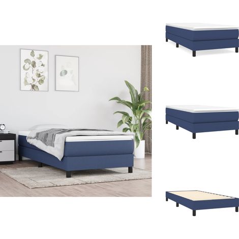 Sommier à lattes de lit avec matelas Bleu 80x200 cm Tissu - Lit Double - Lit Plateforme - Matelas À Ressorts Ensachés - Literie - Chambre À Coucher (1/5)