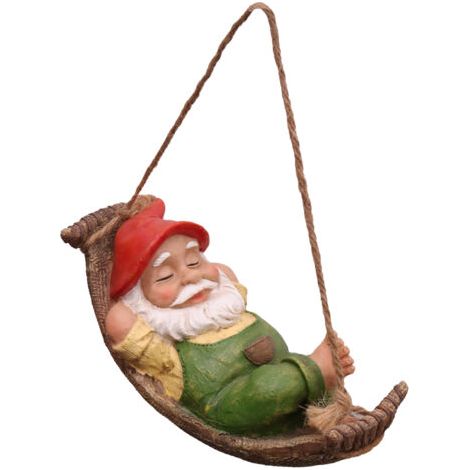 Pendentif nain sur une balançoire de cour -Nains aux longues jambes -vert, jolie figurine réaliste en résine