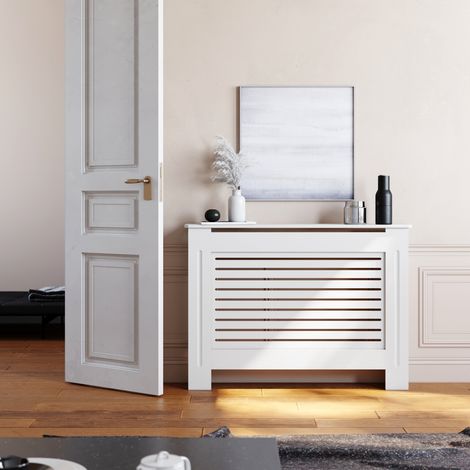 ELEGANT Radiator Cover Medium Modern White Painted Cabinet Radiator Shelve for Living Room/Bedroom/Kitchen MEDIUM