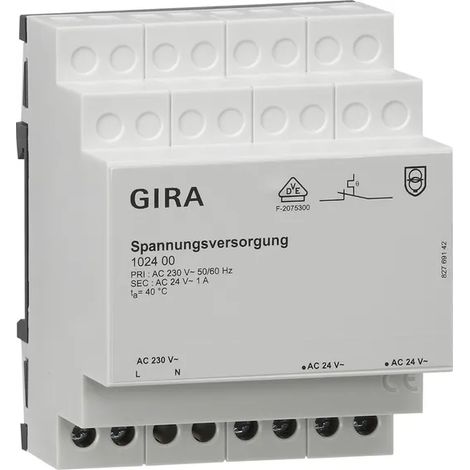 Gira Alim.tensión AC 24 V 1 A REG Accesorio [102400], 1024 00