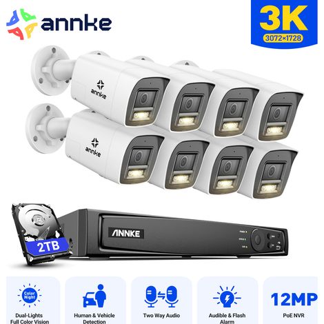 ANNKE Kit di Videosorveglianza Esterno 8CH NVR 8×Telecamere Intelligenti Doppia Luce Visione Notturna,Audio Bidirezionale, APP/PC Kit Telecamera Sorveglianza a Infrarossi Remota 2TB (1/5)