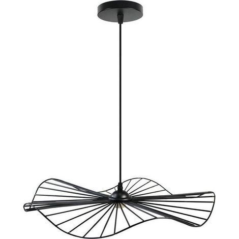 TrAdE Shop Traesio - Lampadario Da Soffitto Pendente A Sospensione Rotonda Plafoniera Lampada E27 B31 - Nero (1/2)