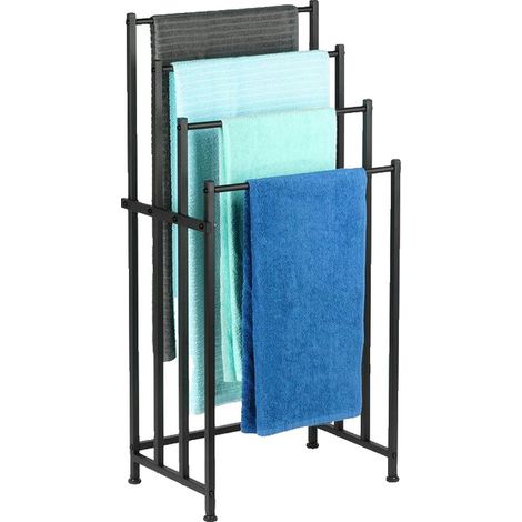 Porte-serviettes sur pied en métal noir (1/5)