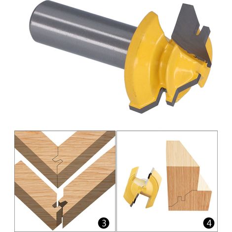 Fraise à tenon à 45 degrés, fraise à bois à queue de 1/2 pouce, queue de 1-3/8 pouce. (1/5)