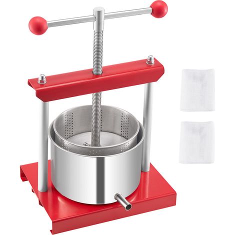 Pressoir à Fruits 3L en Acier Inoxydable, 2 Fûts, Extracteur de Jus Manuel, pour Cidre, Pomme, Raisin, Miel, Olive, avec Poignée en T, Usage Intérieur/Extérieur (1/5)